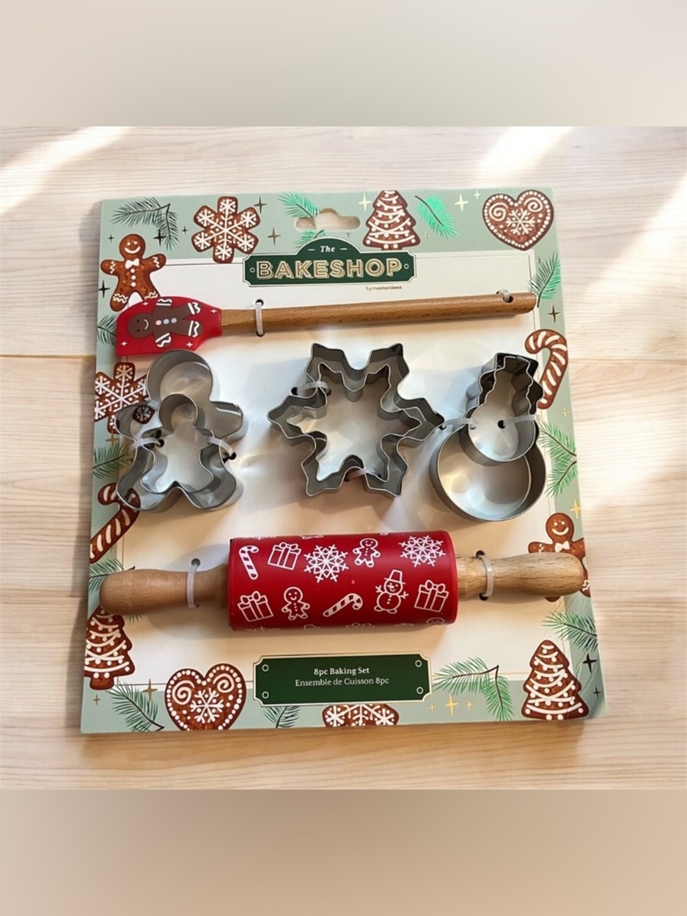 NEW The Bakeshop Christmas Cookie Cutter & Baking Utensil Set Snowflake Snowman